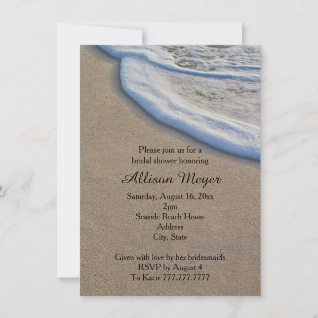 Beach Sand and Sea Foam Bridal Shower Invitation (Front)