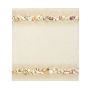 Beach Sand Background with Seashell Border Notepad