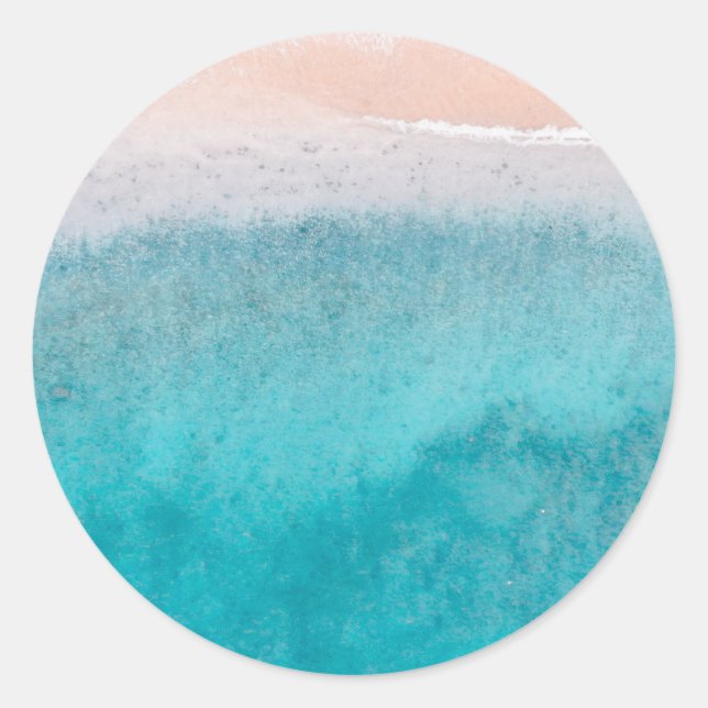 Beach Sand Blue Sea Seaside Blank Template Classic Round Sticker (Front)