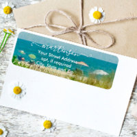 Beach Sand Colourful Umbrellas Return Address