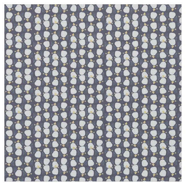Beach Sand Dollar Floral Blue Yellow Pattern Fabric (Close Up)