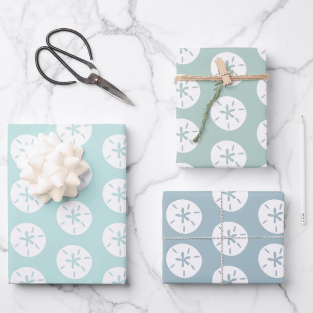 Beach Sand Dollar Pattern Custom Colours   Wrapping Paper Sheet (Front)