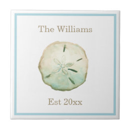 Beach Sand Dollar Wedding Anniversary Ceramic Tile