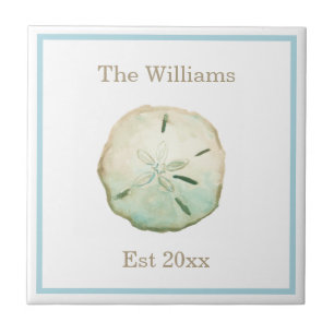 Beach Sand Dollar Wedding Anniversary Ceramic Tile