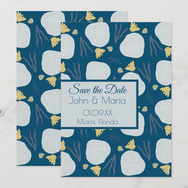 Beach Sand Dollars Botanical Save the Date  Invitation (Front/Back)
