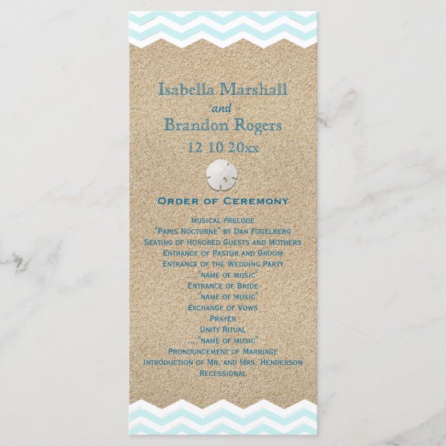Beach Sand Dollars Wedding Program (Front)