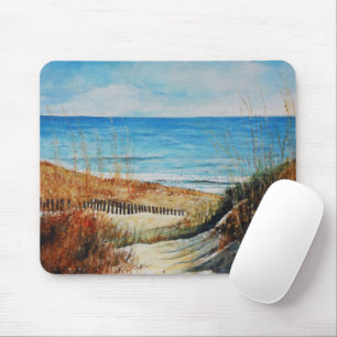 Beach Sand Dunes and Ocean Painting Mouse Pad