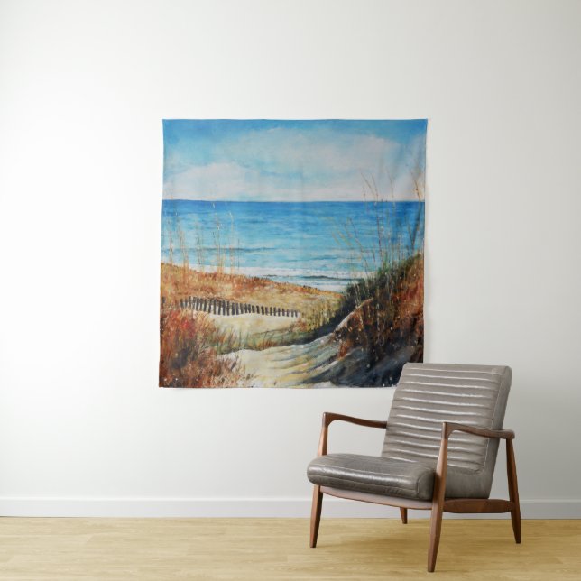 Beach Sand Dunes and Ocean Painting | Tapestry (In Situ)