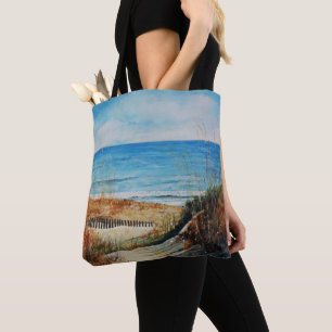 Beach Sand Dunes and Ocean Painting   Tote Bag