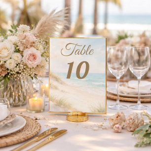 Beach sand dunes watercolor table number