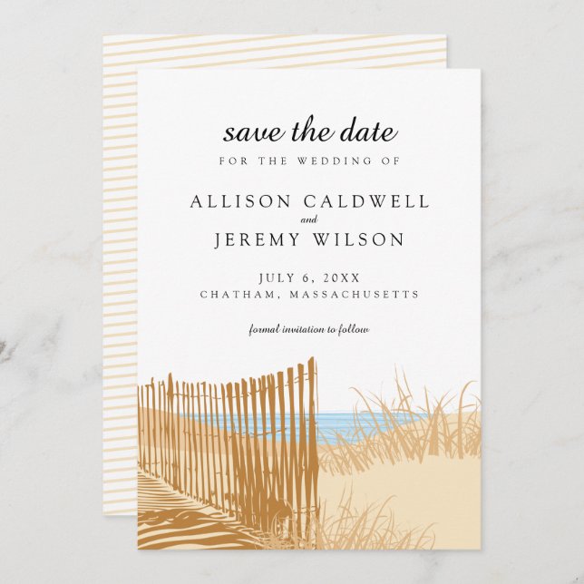 Beach Sand Dunes Wedding Save the Date (Front/Back)
