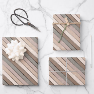 Beach Sand Earth Tone Color Stripes On Watercolor  Wrapping Paper Sheet