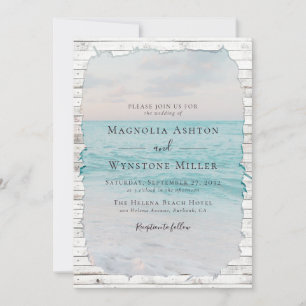 Beach Sand Elegant Tropical Modern Wedding Invitation