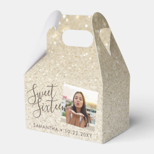 Beach Sand Glitter Sweet 16 Birthday Photo  Favour Box