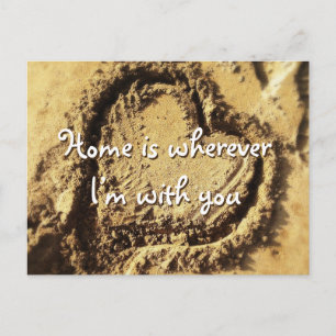 Beach Sand Heart Home Is With You Quote Script Postcard