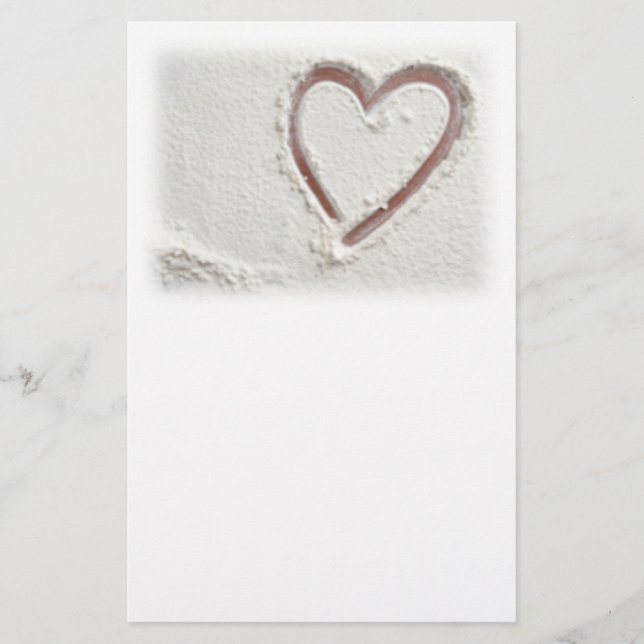 Beach Sand Heart Stationery (Front)