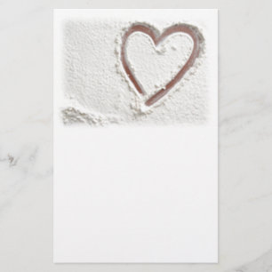 Beach Sand Heart Valentine Stationery
