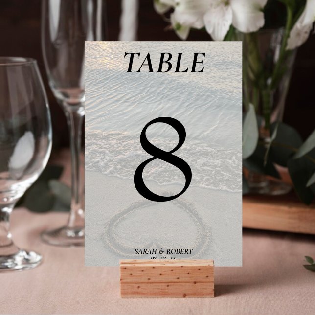Beach Sand Heart Wedding Reception Table Number (Beach Sand Heart Wedding Reception Table Number)
