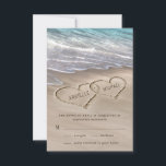 Beach Sand Hearts Elegant Tropical Modern Wedding RSVP Card<br><div class="desc">Design features an elegant beach with hearts in the sand that you can "draw" the names of your choice in. You can enlarge shorter names or shrink longer names if needed to fit properly within the hearts under the "customise further" link that's below the template demo fields above (use the...</div>