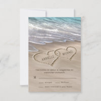 Beach Sand Hearts Elegant Tropical Modern Wedding