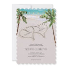 Beach Sand Hearts Tropical Palm | Modern Wedding
