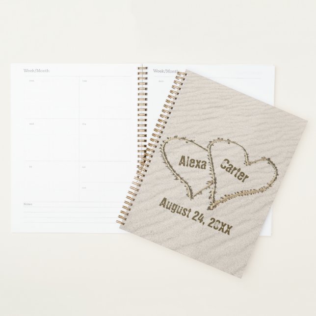 Beach Sand Hearts with Names Planner (Display)