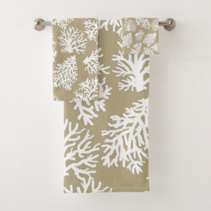 Beach Sand Modern White Beach Coral Reef Bath Towel Set