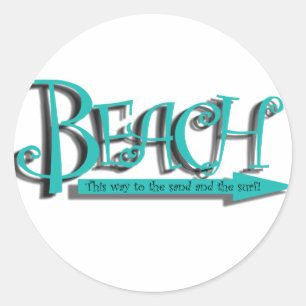 Beach sand-n-surf classic round sticker