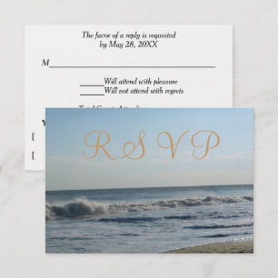 Beach Sand Ocean Waves Wedding RSVP Card