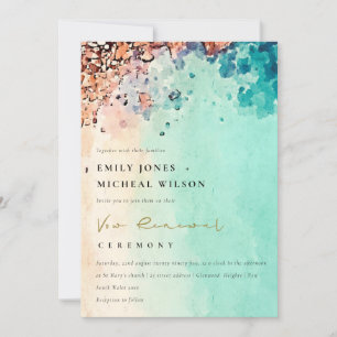 BEACH SAND ROCK WATERCOLOR VOW RENEWAL INVITE
