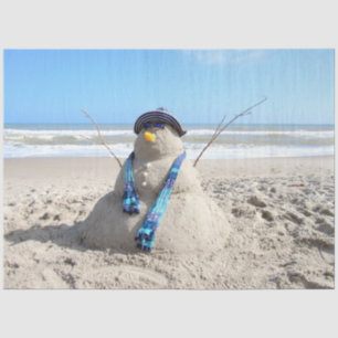Beach / Sand Sculpture Snowman Christmas  Tissue P Tissue Paper