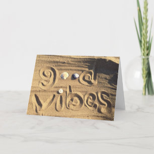 Beach Sand Seashell Photo Good Vibes Quote Fun Card