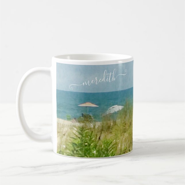 BEACH SAND SUNSHINE SEASHORE ENJOY! COFFEE MUG (Left)