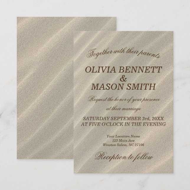 Beach Sand Textured Wedding Invitation (Front/Back)