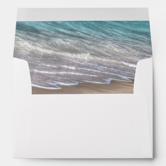 Beach Sand Themed Elegant Tropical Modern Wedding Envelope (Back (Bottom))
