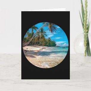 Beach Sand White Scene Palm Trees Blue Summer Vaca Card
