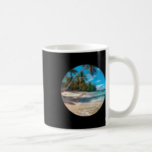 Beach Sand White Scene Palm Trees Blue Summer Vaca Coffee Mug
