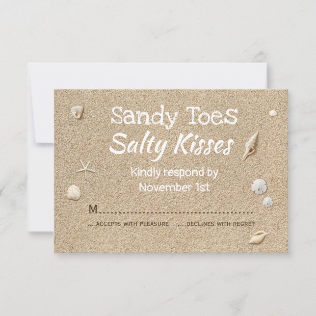 Beach Sand & White Typography RSVP (Front)