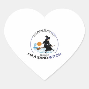Beach Sand-Witch for Halloween Party Heart Sticker