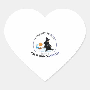 Beach Sand-Witch for Halloween Party Heart Sticker