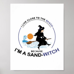 Beach Sand-Witch for Halloween Party Poster