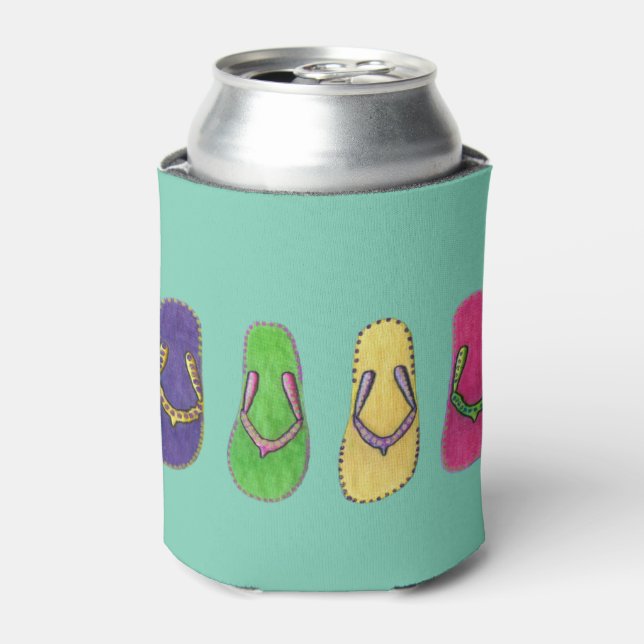 Beach Sandals Pattern Can Cooler (Can Front)
