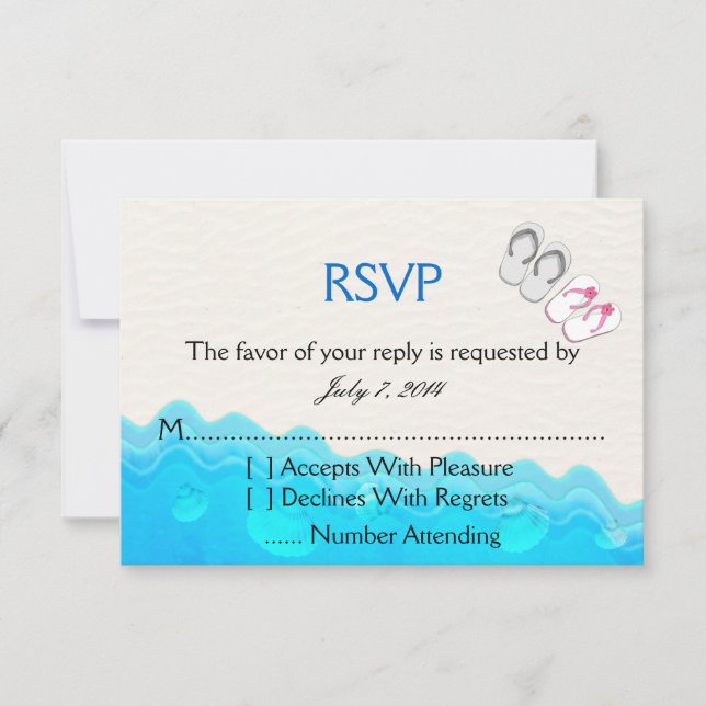 Beach Sandals Wedding RSVP (Front)