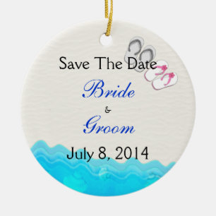 Beach Sandals Wedding Save The Date Ceramic Tree Decoration