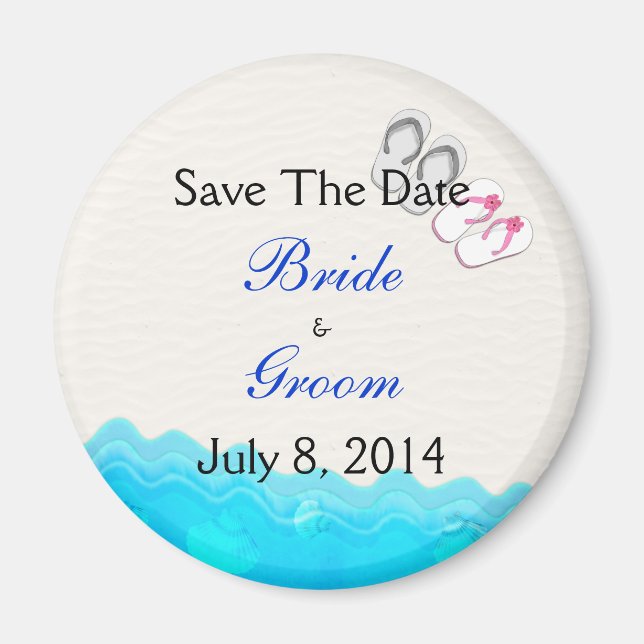 Beach Sandals Wedding Save The Date Magnet (Front)