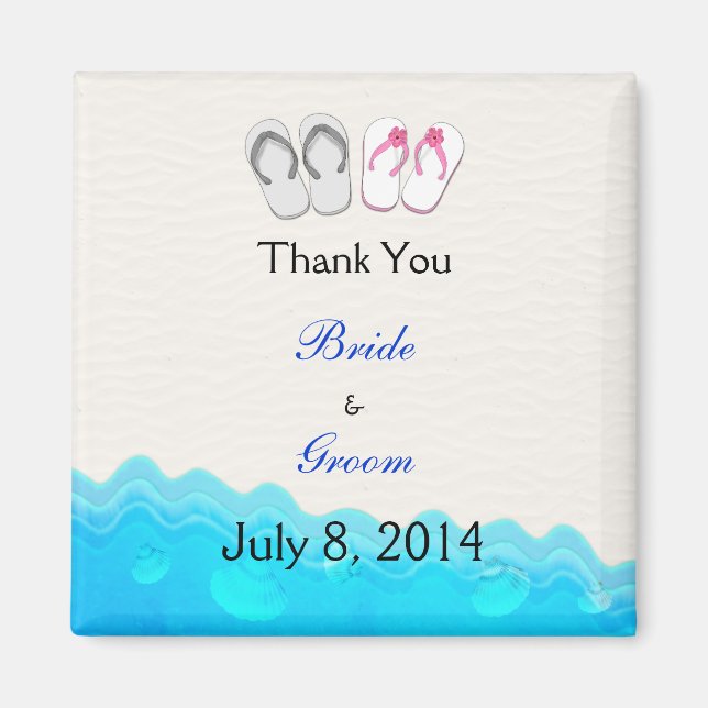 Beach Sandals Wedding Thank You Magnet (Front)