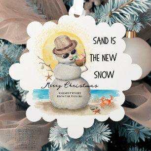 Beach Sandman Coastal Christmas Tree Decoration Card