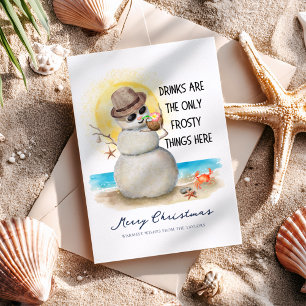Beach Sandman Frosty Drinks Christmas Holiday Card
