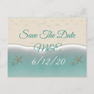 Beach Sandy Shore Starfish Save the Date Postcards