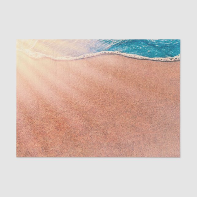 Beach Sandy Shoreline Blue Ocean Wave Decoupage Tissue Paper (Front)